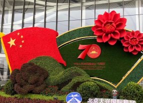 北京大兴国际机场国庆绿雕立体花坛